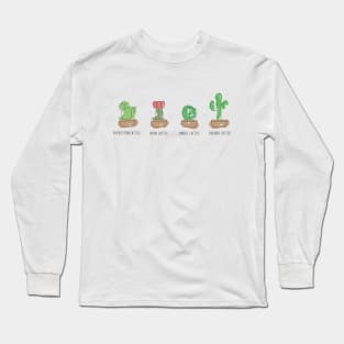 Cactus Cute Design Colored Long Sleeve T-Shirt